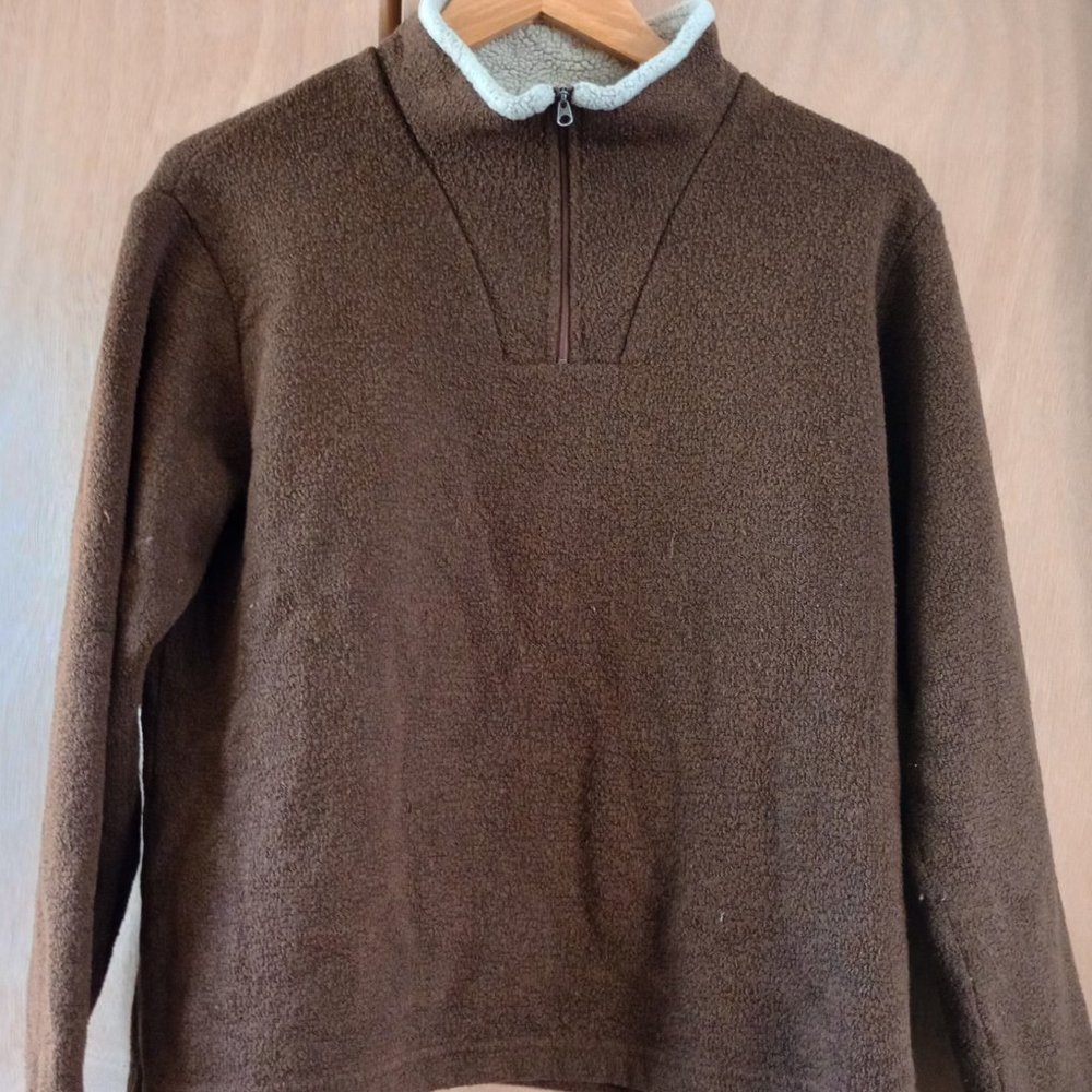 Retro Kuhl Alf Brown Fleece Bomber Style Quarter Zip Pullover